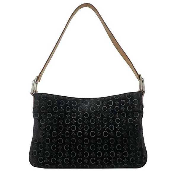Celine Suede Pouch Shoulder Accessory Beige Black Macadam Bag - Picture 1 of 9